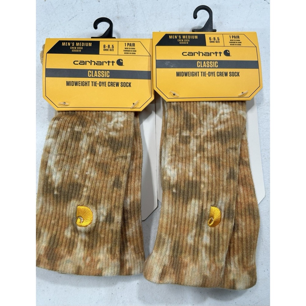 Carhartt Classic Lot of 2 Men's Midweight Tie-Dye Crew M (6-8.5) Socks(C8)